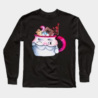 Santa Candy Cup and Christmas Candies - Black Long Sleeve T-Shirt